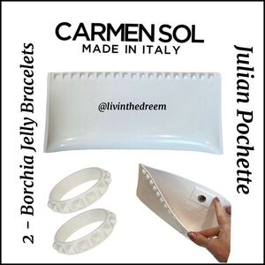 CARMEN SOL White Julian Pochette & 2 - Borchia Jelly Bracelets $199